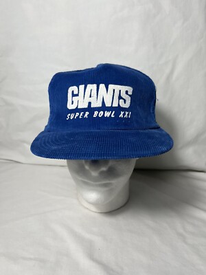 Vintage New York Giants Super Bowl X XI corduroy snapback hat 80s Nos