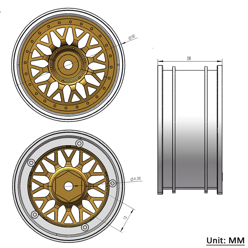 4pcs 1/10 Aluminum Wheels Rims For MST HPI Yokomo Tamiya TT02 On Road Drift Car - Image 3 of 4