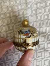LIMOGES Trinket Box. Made In FRANCE. Song Birds In A Cage, Musical Notes Inside.