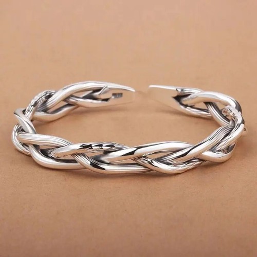 Vintage Herren Armband Manschetten Hand versilbert offen Bracelet Thai Twist Geschenk - Bild 10 von 21