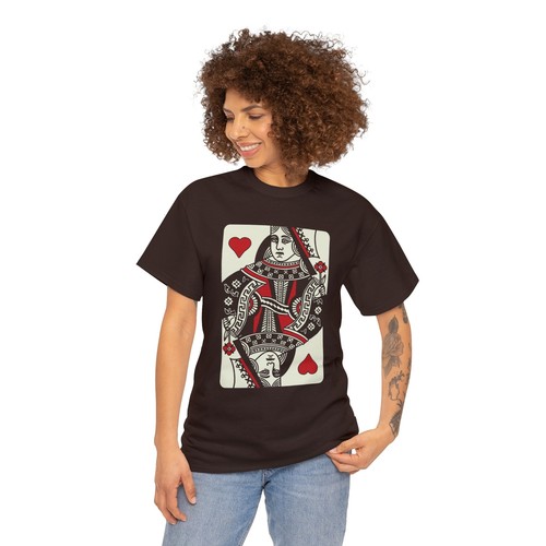 Queen of Hearts | Unisex | Algodón pesado | Camiseta | Corazón | Tarjeta de póquer | Amor - Imagen 11 de 37