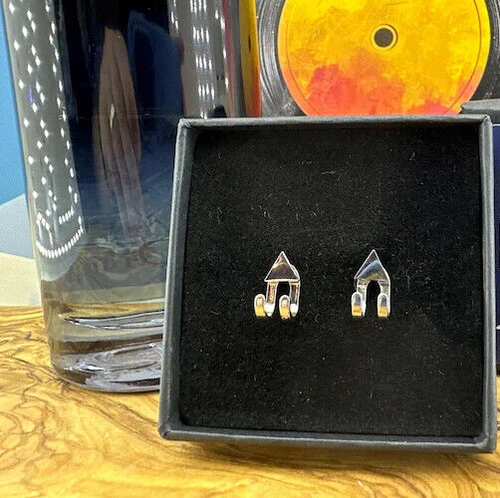 Orecchini a perno uomo eleganti forma unica fidanzamento e festa argento 935 argentium - Foto 4 di 12