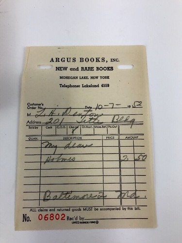 My Dear Holmes A Study in Sherlock by Gavin Brend 2nd impression 1951 Og Receipt - Picture 2 of 10