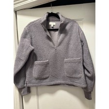 Free Assembly Womens Purple Sherpa Fleece Quarter Zip Pullover XS WKN00043