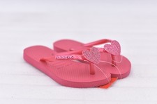 Girls Havaianas Pink Fever Crystal Heart Toe Flip-Flops Size 13C/1Y EU 31/32