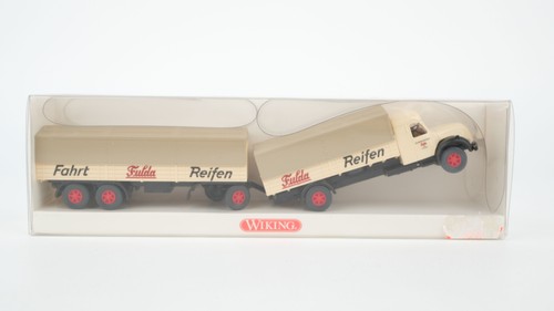 Wiking H0 8550536 Magirus S 7500 tren de carga plataforma "Fulda" beige | Zustand: Gebraucht