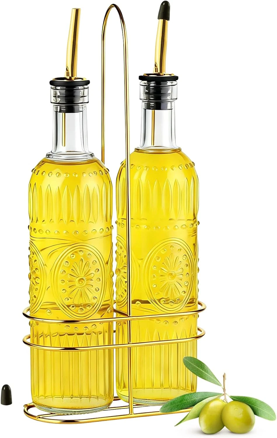 2 Pcs Olive Oil Dispenser Bottle for Kitchen, 17oz Cooking Oil and Vinegar Dispe