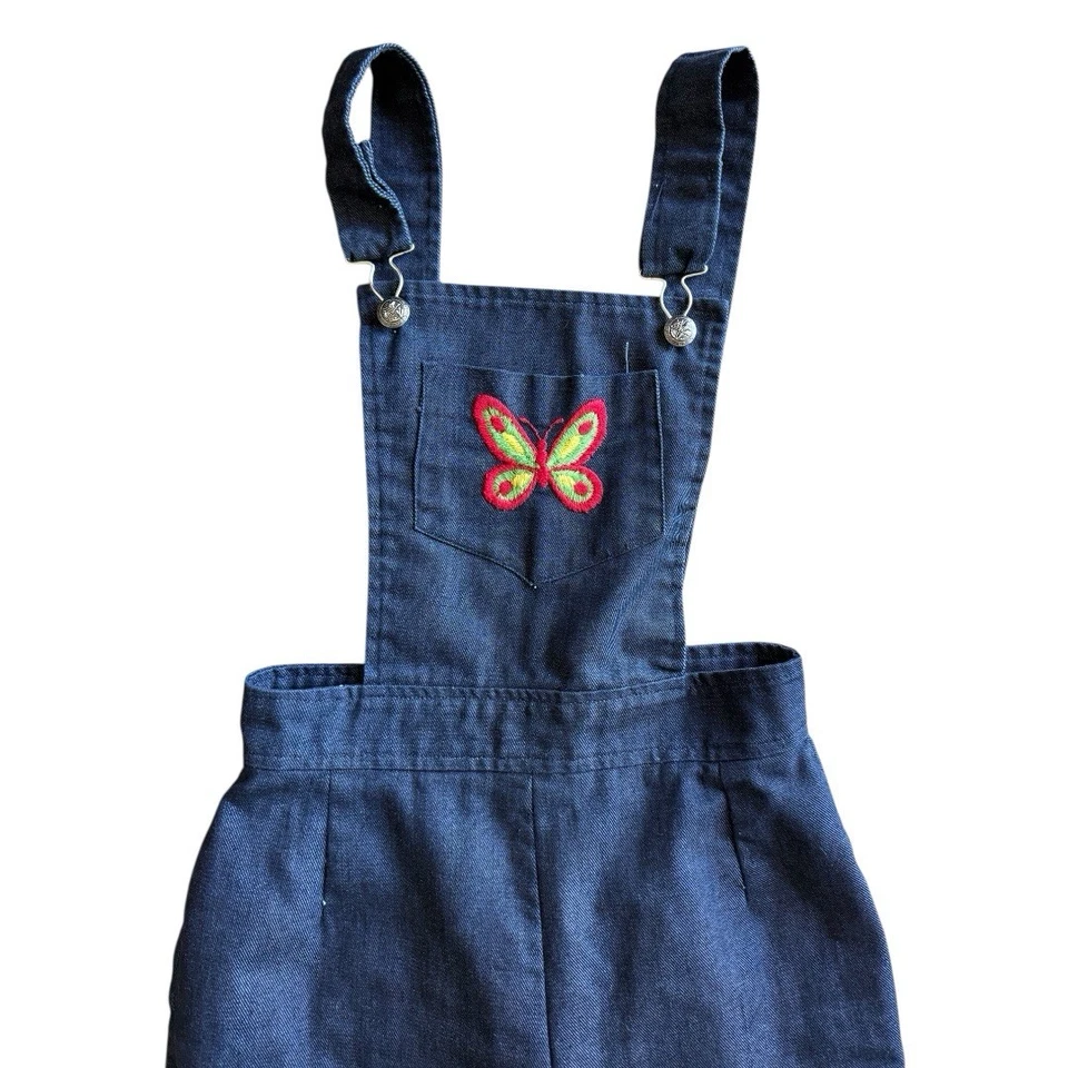 Mono vaquero vintage años 70 cosido mariposa/fondo acampanado campana Foto 2 de 4