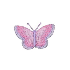 Pink Butterfly Applique Patch - Embroidered Insect Badge 1-3/8" Iron On 