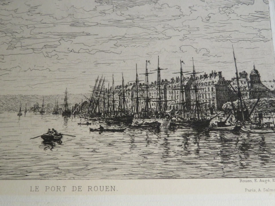 Maxime LALANNE (Bordeaux 1827-1886) GRAVURE ORIGINALE ROUEN IMPRESSIONNISME 1883 - Photo 3/4