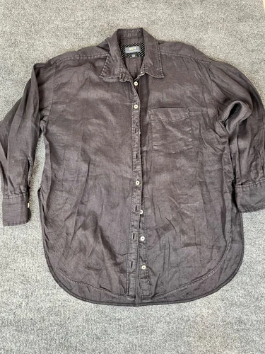 Maeve By Antropologie Womens Button up 100% Linen Shirt Black Size S