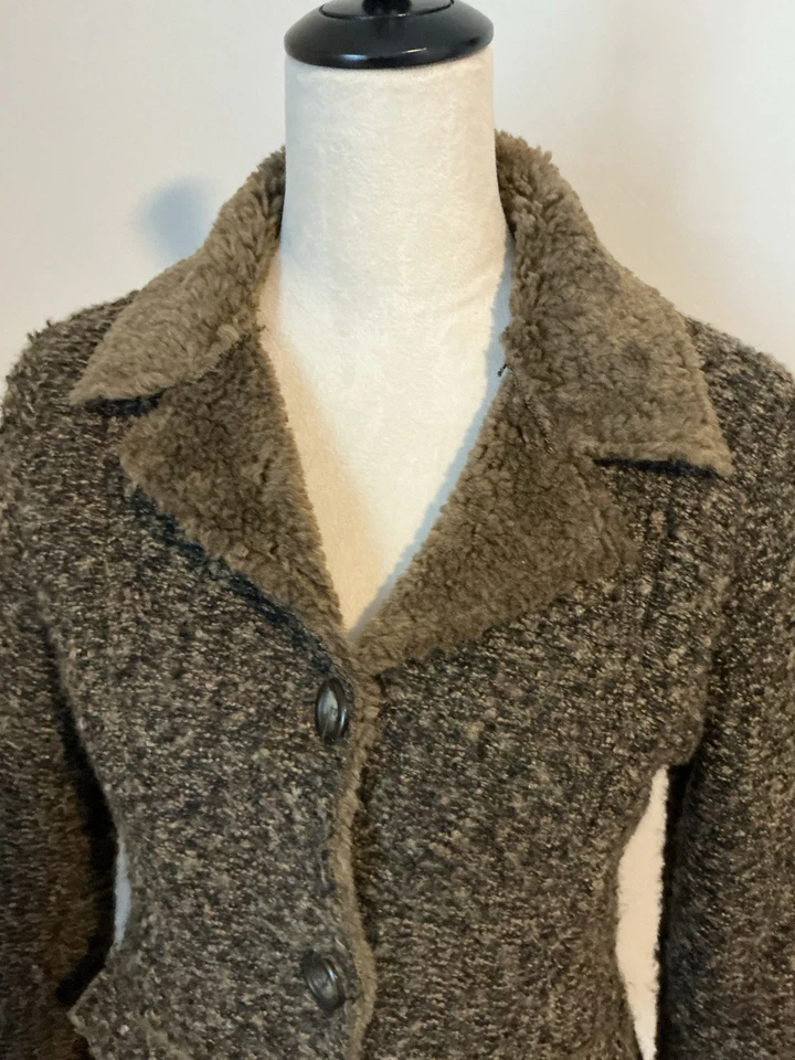 Chaqueta Blazer True Grit Boucle Tejido Tweed Manga Larga Multicolor Verde Oliva XS Foto 4 de 4