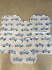 Soft Flannel Baby Burp Cloths - Set of 3 - Blue Trucks on White - Great for Gift