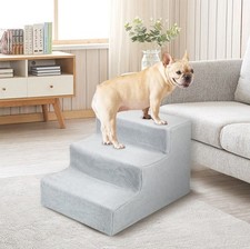 3/4 Steps Pet Dog Ladder Soft Stairs Puppy Ramp with Washable Cover for Sofa Bed