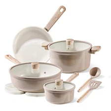 12-Piece Non-Stick Ceramic Cookware Set PFAS/PFOA Free Taupe