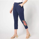 Denim & Co. Navy L Regular Placement Print Pull-On Slim Crop Pants A647763 — photo 1