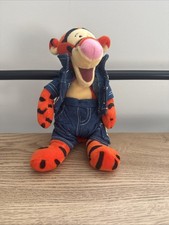 Disney Store Tigger dressed in Denim Oufit  Playground Tigger Beanie Plush Teddy