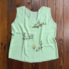 Rare vintage 1960s Japanese silkscreened sleeveless house top