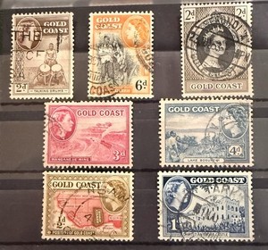 Stamps from British colony of the Gold Coast, which is present-day Ghana.