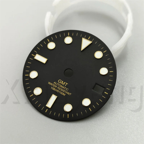 Esfera de reloj brillante esfera negra blanca azul verde azul rojo naranja GMTText negro dorado - Imagen 35 de 48