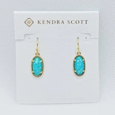 New Kendra Scott Lee Gold Drop Earrings In Blue Periwinkle Opal