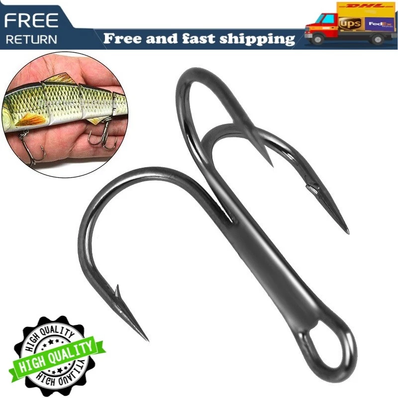 100PCS Black Strong High Carbon Steel Treble Hooks Fishing Triple Lures Hooks - Image 2 of 4
