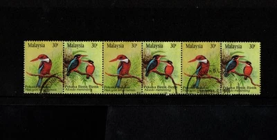 STAMPS MALAYSIA BIRDS PEKEKA STRIP OF 6  STAMPS  USED