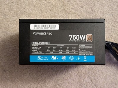 PowerSpec PS750BSM 750W 80 Plus Bronze Full ATX Semi-Modular Power Supply