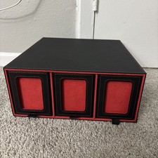 Trading Card Storage Box, 3-Row Case, 3000 Cards Black Red Slide Dividers