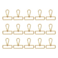 15Pcs Swivel Clasps, 1.5" D Ring Lobster Claw Push Gate Snap Hooks, Gold