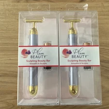 Plum Beauty PURPLE Sculpting Beauty Bar Face Massager with Battery 2 PACK