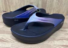 Oofos Women’s Oomega Oolala Luxe Sandal Calypso Black Size 10 $99 MSRP