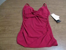 PROFILE BY GOTTEX TANKINI SWIM TOP RASPBERRY RED SIZE 12