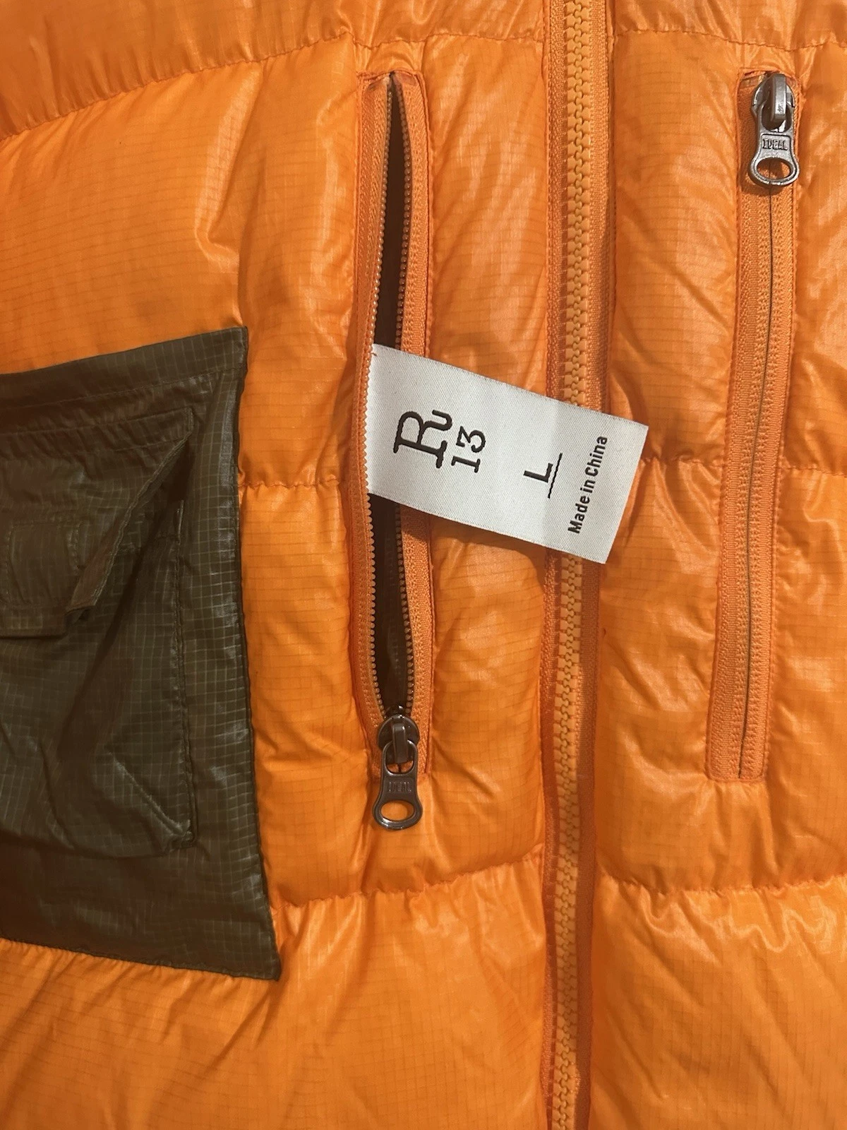 R13 Reversible Hooded 850+ Down Puffer Jacket Green/Orange women’s L image 6