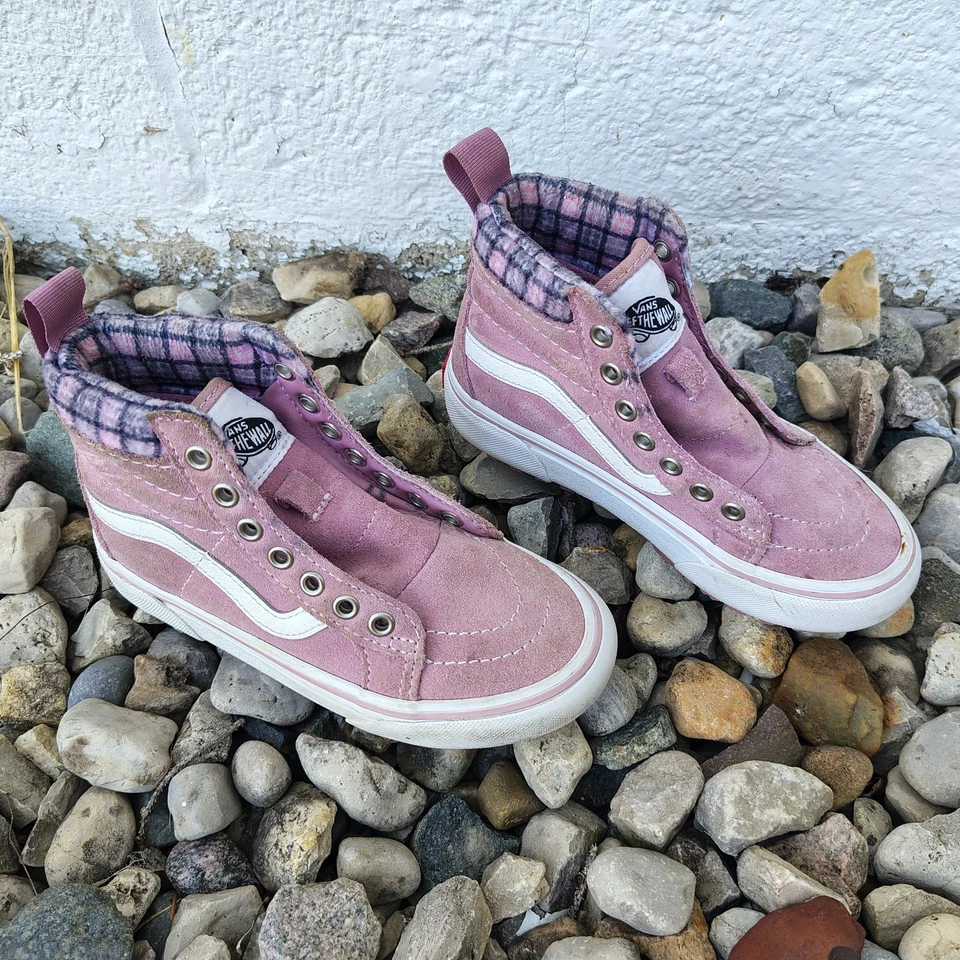 Vans Sk8-Hi MTE-1 Pink Plaid Suede Sneaker Boots Water Resistant Kids Sz 13 - Image 4 of 4