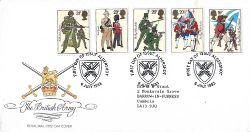 1983 British Army Uniforms. Aldershot Cancellation First Day Cover