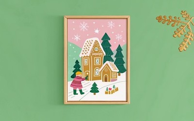 Lebkuchen Wunderland verschneite Weihnachten Zuckerstange Xmas Fun festliche Deko Stechpalme B