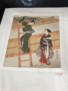 Authentic Antique Signed Japanese Woodblock Print 1734