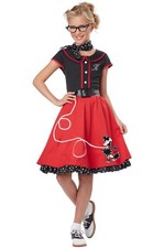 50's Sweetheart Child Halloween Costume Black/Red Size M 8/10