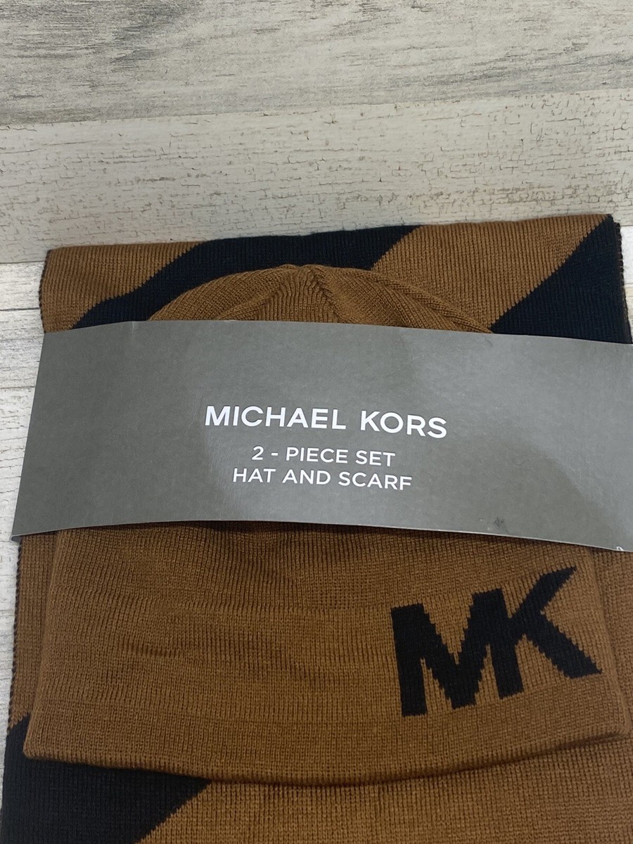 Michael Kors MK Logo Knit Beanie Hat Set of 2 - Brown & Black Michael Kors Women main image 3