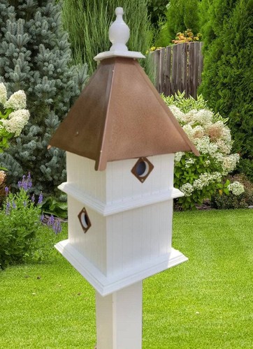 Bird House - 4 Nesting Compartments - 2 story - Handmade - Metal Predator Guard - Picture 2 of 16