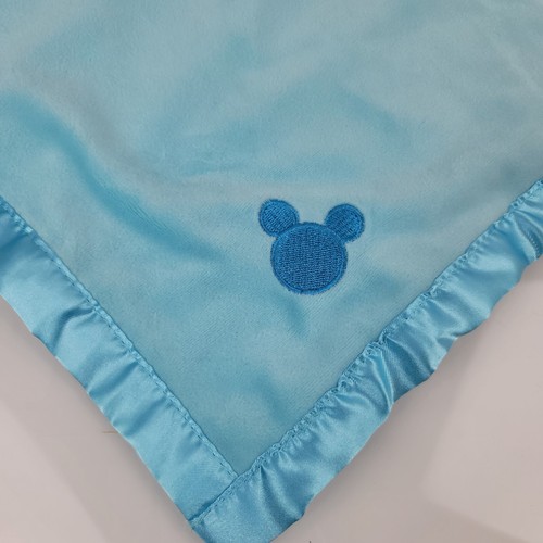 Disney Baby Boys Mickey Mouse Security Blanket Teal Blue Layette Satin Trim - 第 2/4 張圖片