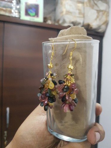 Pendientes Multi Turmalina Piedras Preciosas Plata de Ley 925 Hechos a Mano Joyería Regalo g55 - Imagen 6 de 14