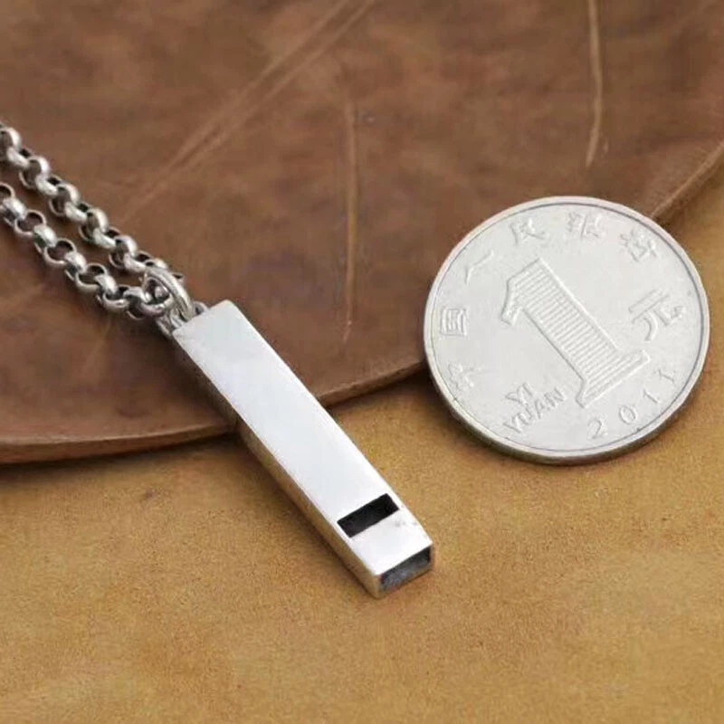 Women Men Real 925 Sterling Silver Pendant Small Whistle Made A Sound Pendant - Image 3 of 4