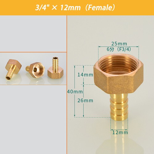 Brass Male/Female Thread Fitting x Barb Hose Tail End Connector BSP 1/2" to 2" - Picture 19 of 46