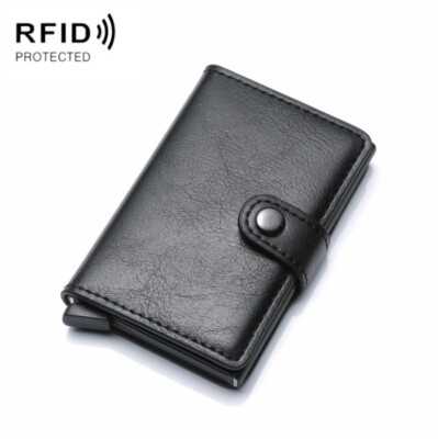 Cartera antirrobo con blindaje RFID antimagnético (Negro)