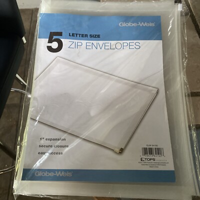 Pendaflex Globe-Weis 84190 10 x 13  Poly Zipper Closure Envelope - Clear (5/PK)