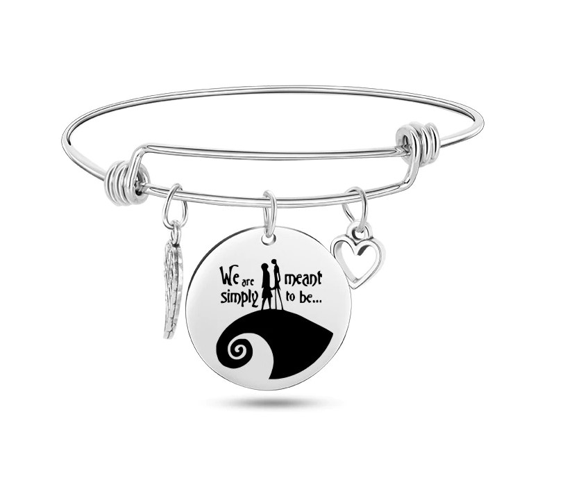PESADILLA ANTES DE Navidad Mr Jack: Pulsera Jack Y Sally + Charms Colgantes +