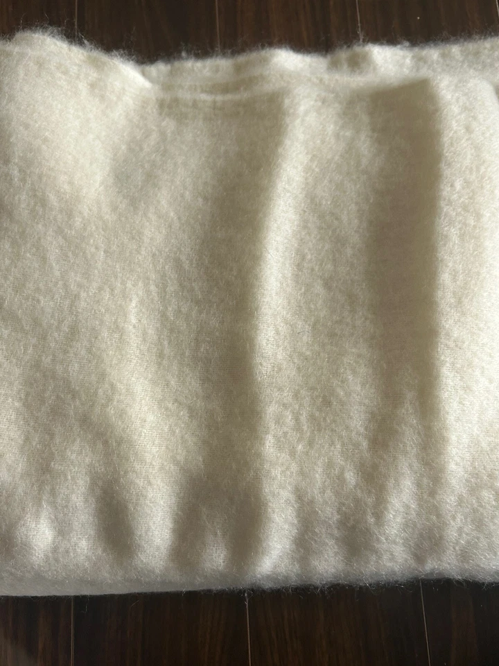 Mohair Wool Fabric Off White Upholstery Bedding Clothing 60”x2 1/2 Yds EXQUISITE - Image 3 of 4