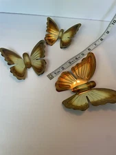 Butterflies Brass Gold Tone Home Interior Set Of 3 Wall Decor Homeco Vintage